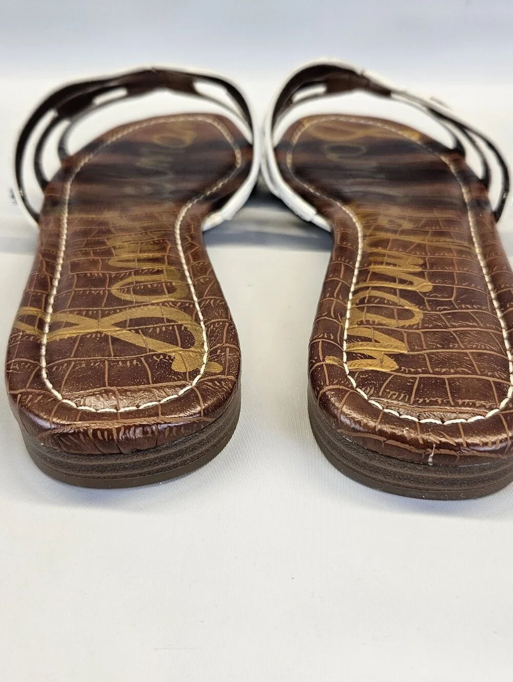 Sam Edelman Bay Sandals Slides White Leather Womens 10 Vacation Capsule Resort - Picture 5 of 10